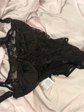 SHEIN Black Lace Underwire Bodysuit